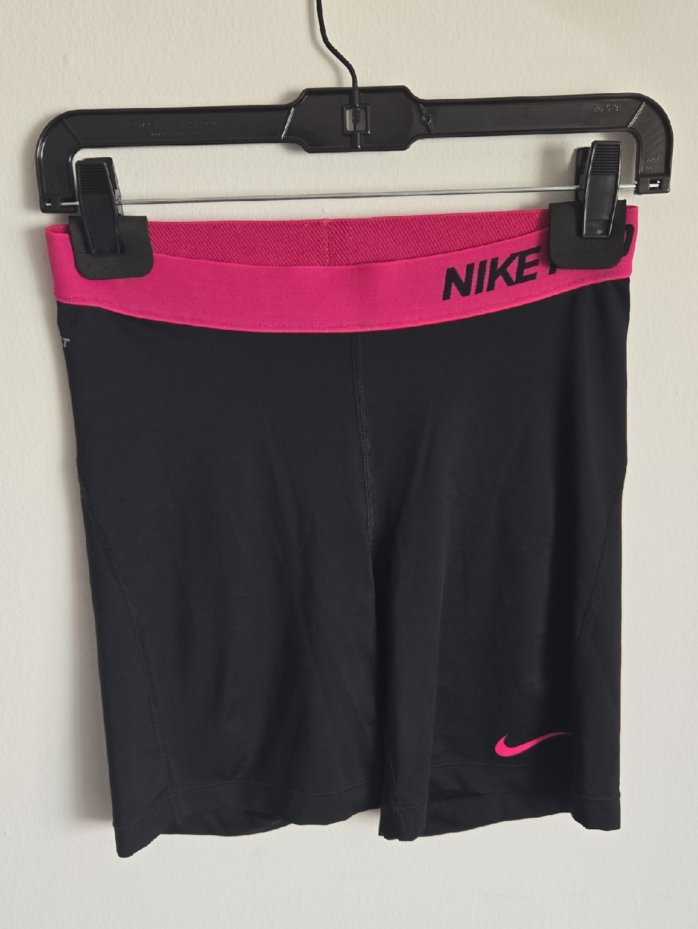 Nike Black Bike Shorts with Pink Waistband - M